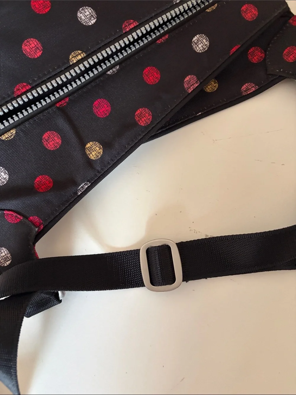 Vera Bradley Black Crossbody with Red, Gold, and Gray Polka Dots - Picture 12 of 12